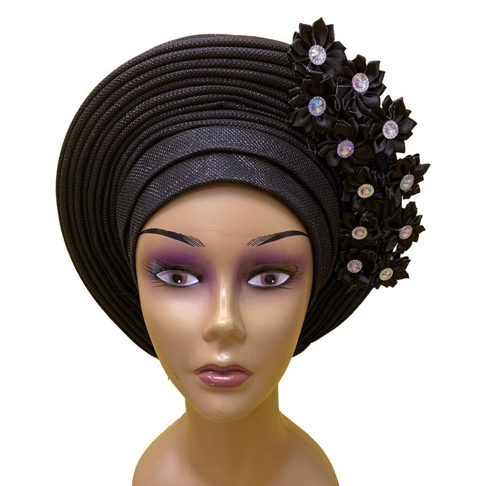 African Headtie Women Made With Stones Turban HeadWrap Accessories for Weddings